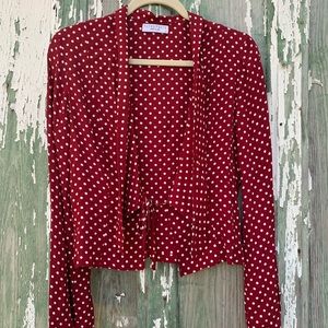 Red white polka dot Flynn Skye tie top size S